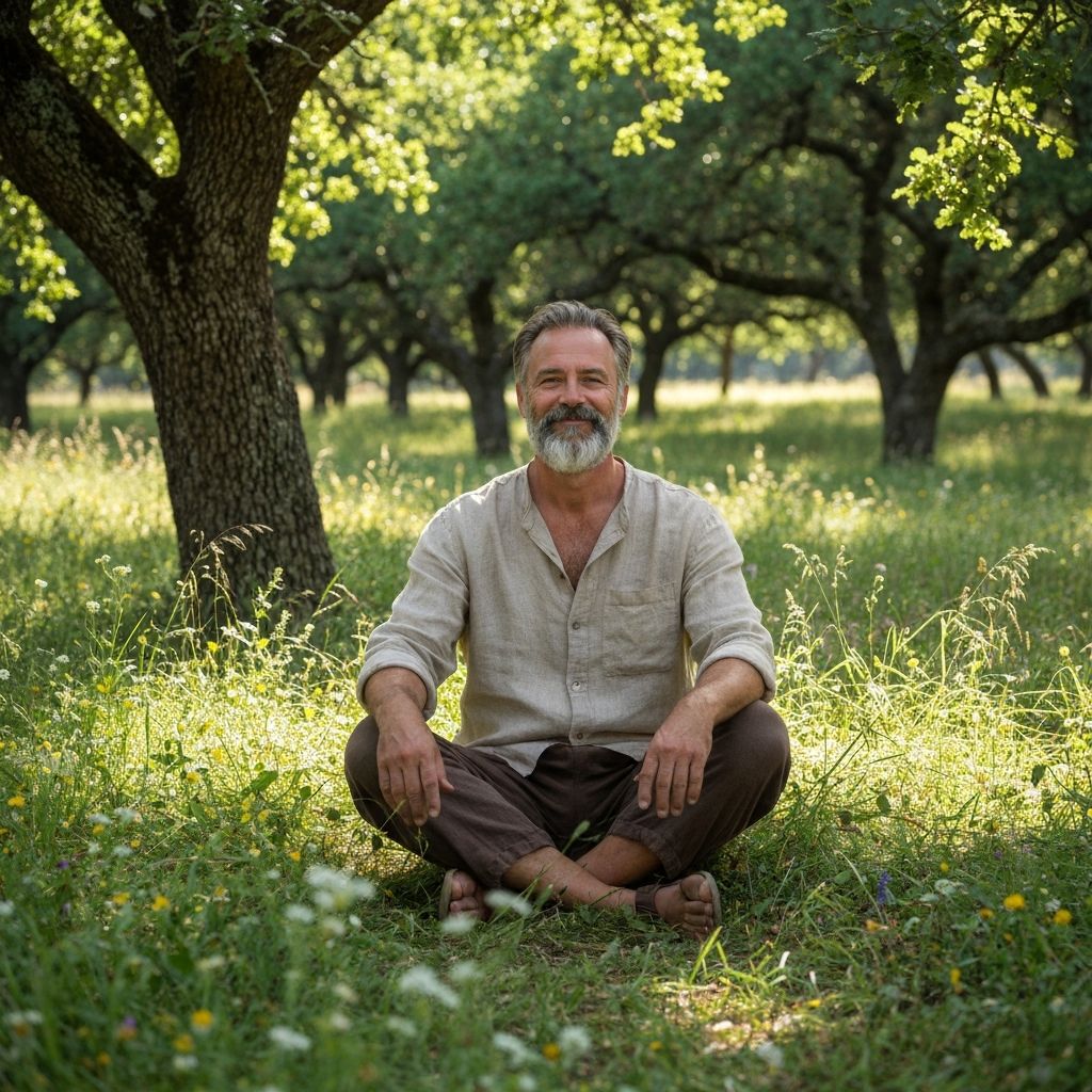 Man meditating in nature